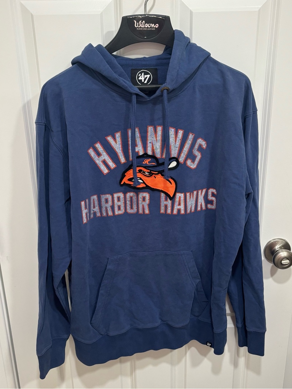 47 Brand Hyannis Harbor Hawks NCAA Baseball Blue Pullover Hoodie Mens U.S. M